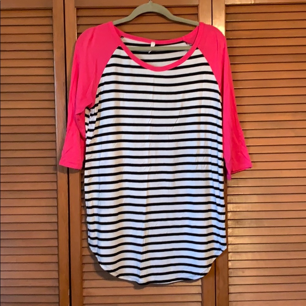 Pinkblush Quarter sleeve, striped Maternity Shirt.